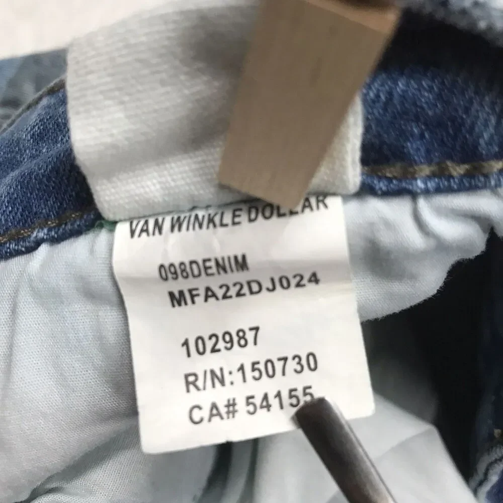 KSUBI Van Winkle Dollar Print Jeans Men 33x32 Light Wash Distressed Stretch Slim